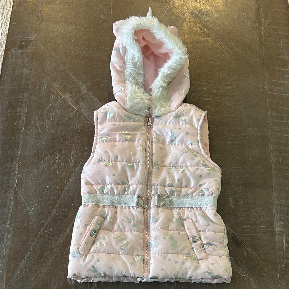 Little Lass Pink Vest with Faux Fur Trim